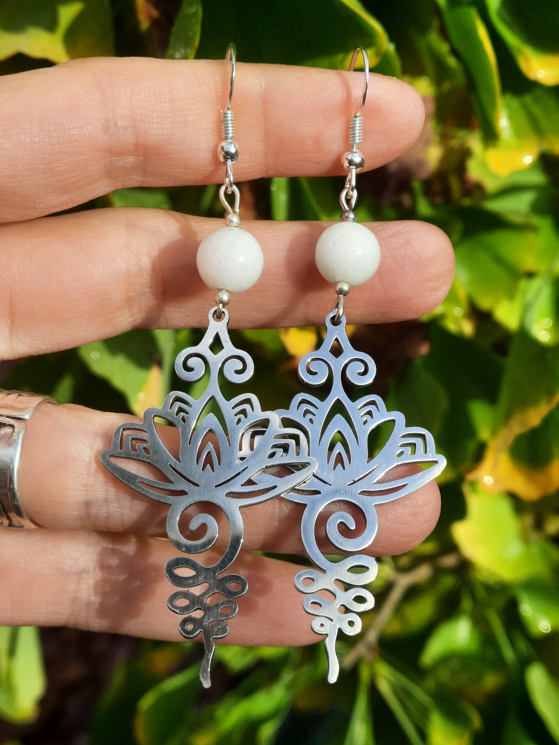 Boucles Lotus Jade Blanc