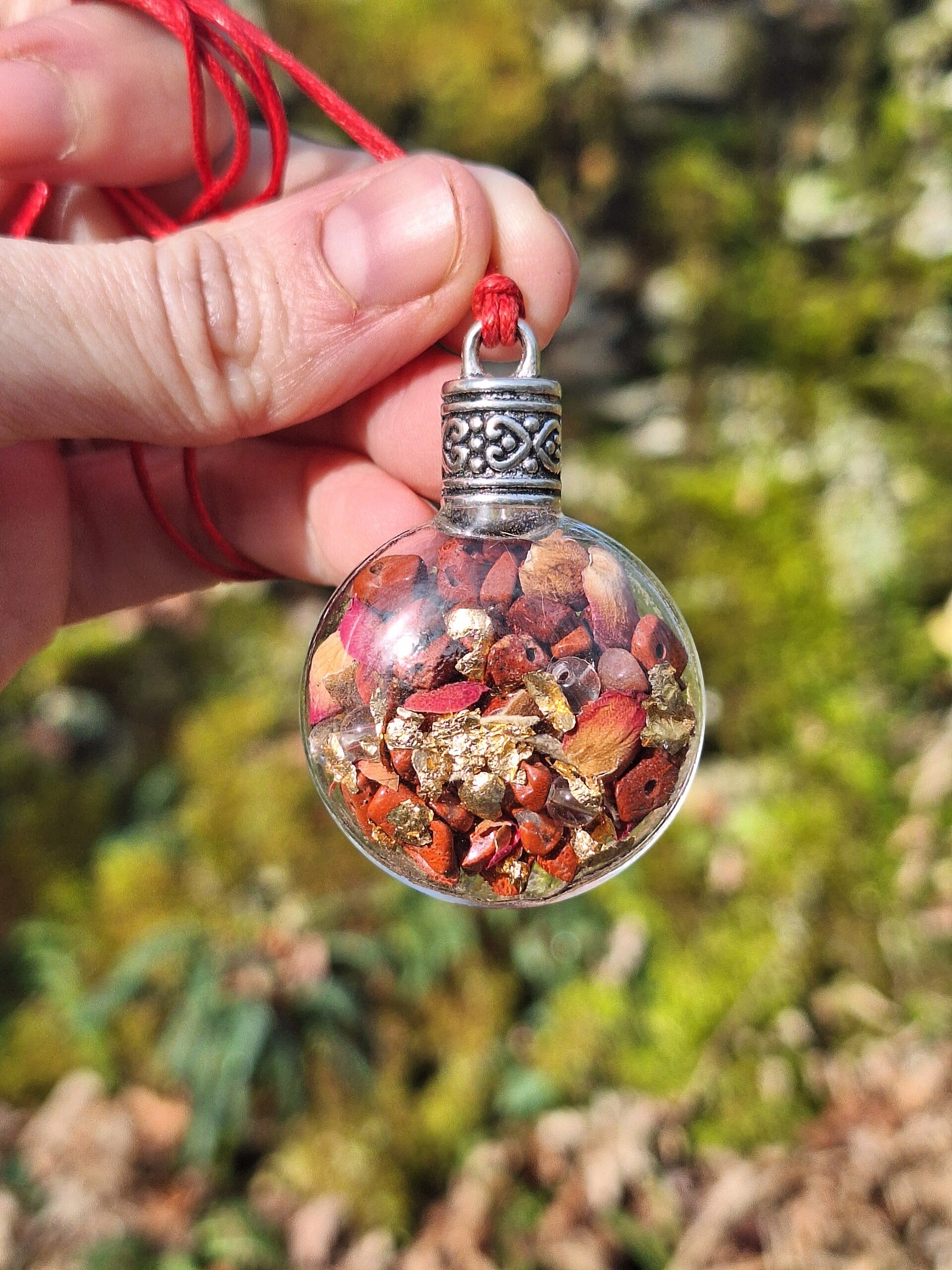 Pendentif Fiole Jaspe Rouge