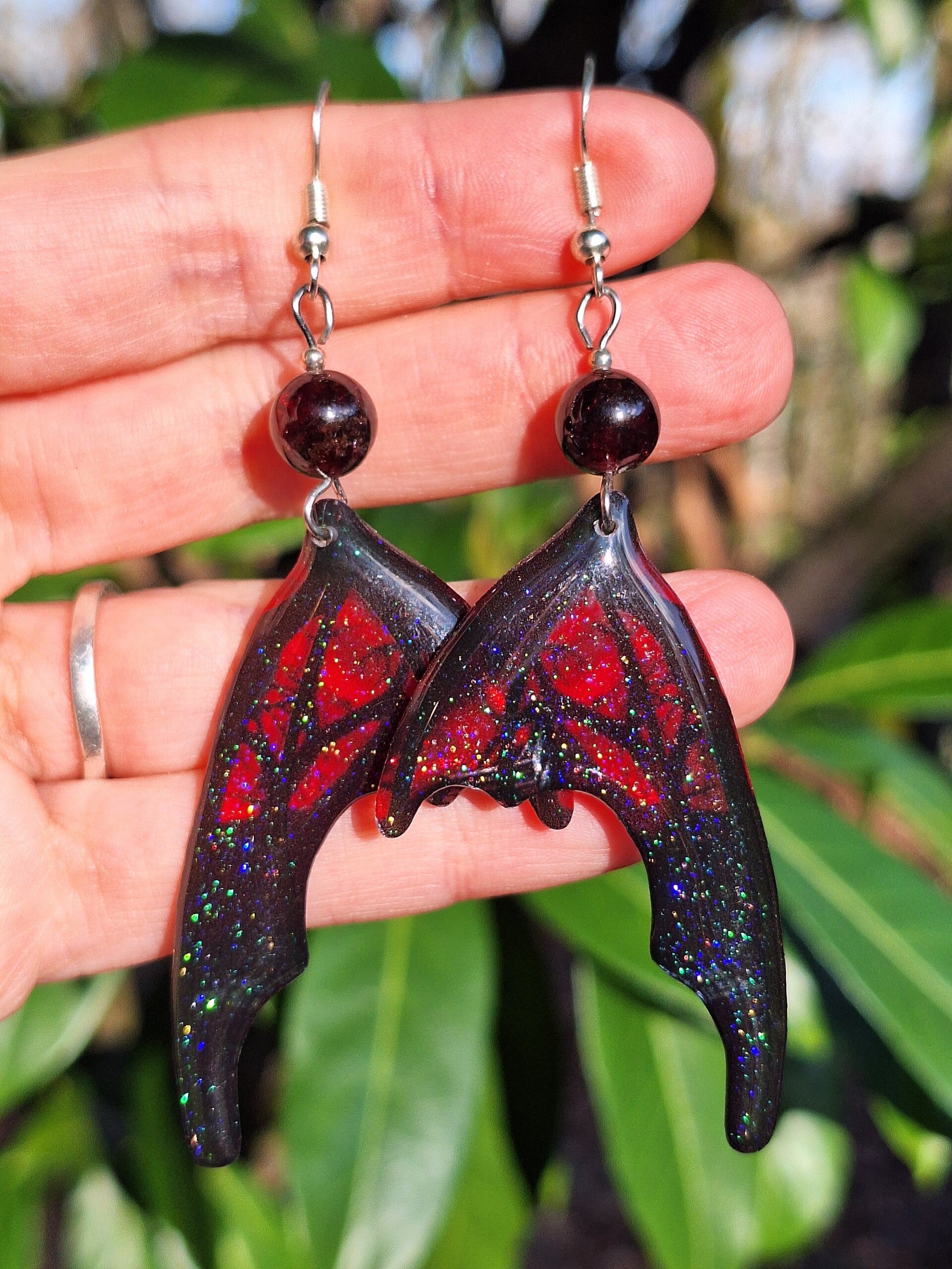 Boucles Ailes de Dragon Grenat