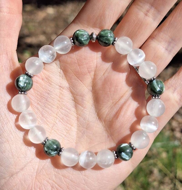 Bracelet Sélénite & Séraphinite