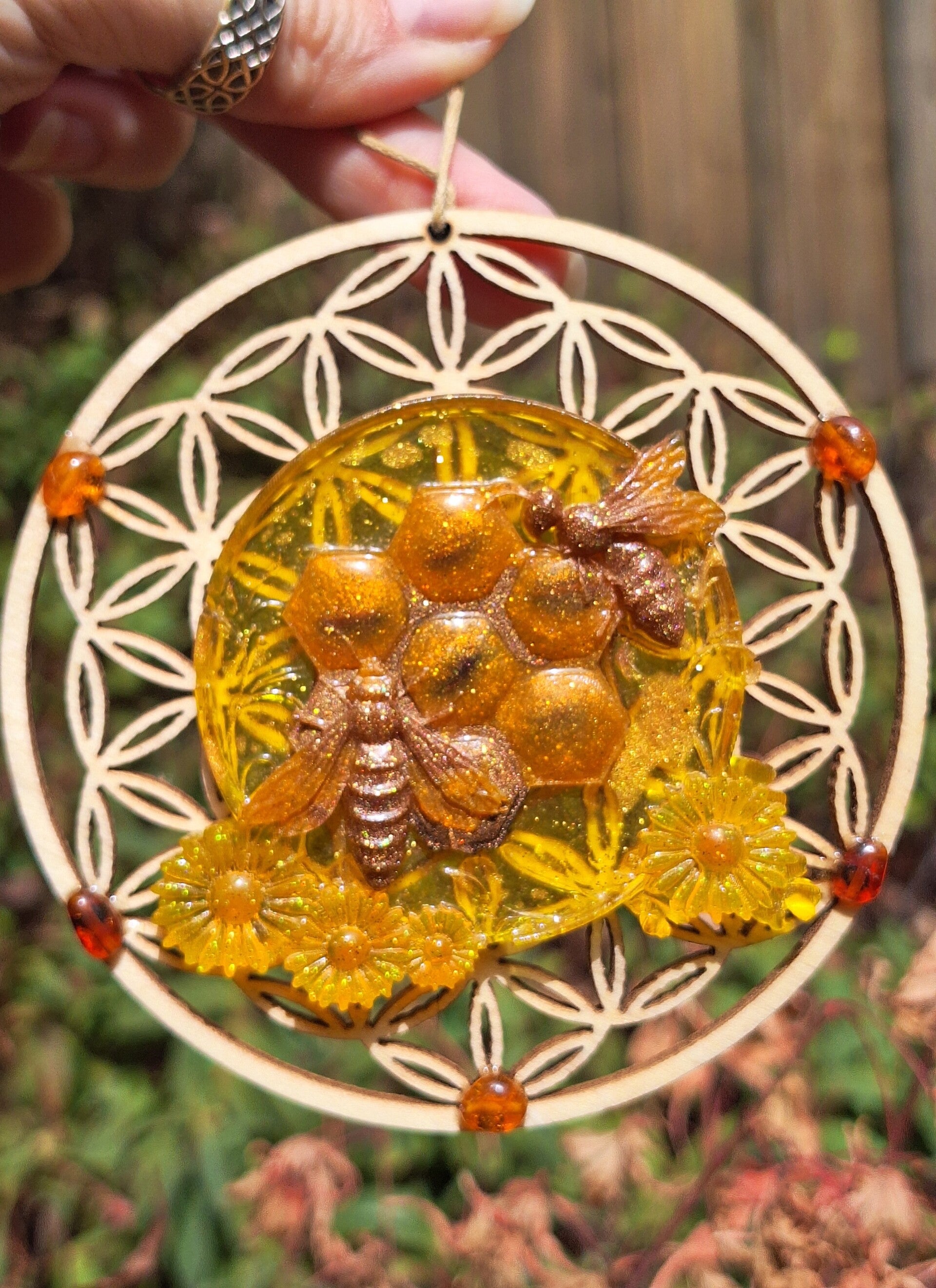Suspension Géomètrie Sacrée "Abeilles"