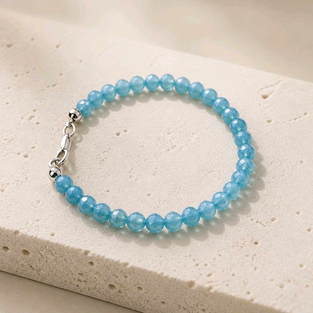 Meeresglanz – Blaues Armband mit Silberverschluss (personalisierbar)