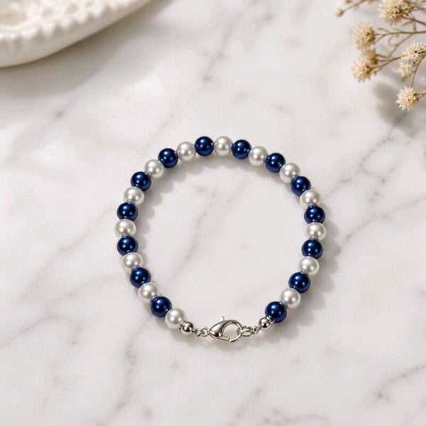Blau‑Weiß Klassik – Personalisierbares Armband