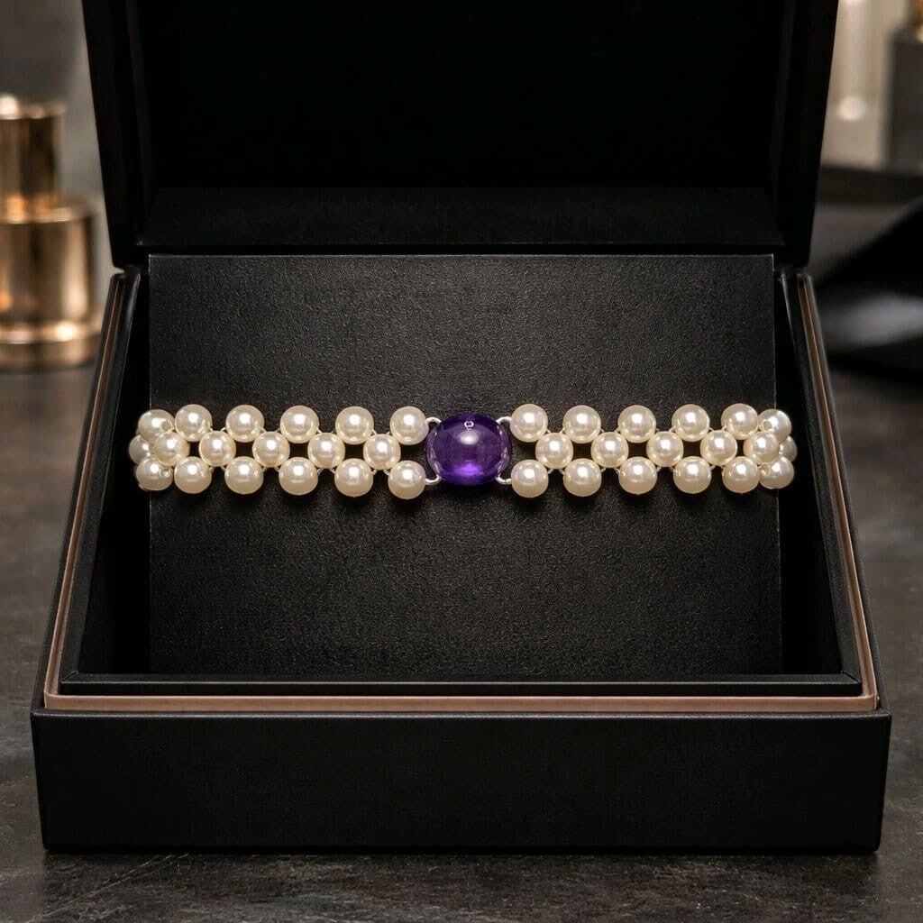 Perlenarmband „Viola“ mit Silberfarbenen Verschluss – Zarte Harmonie in Elfenbein & Lila