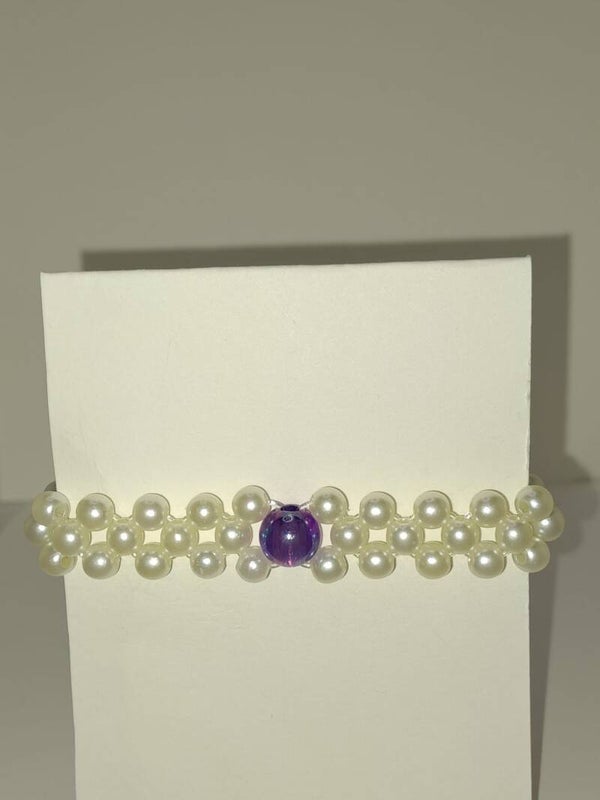 Perlenarmband „Viola“ mit Goldfarbenen Verschluss – Zarte Harmonie in Elfenbein & Lila