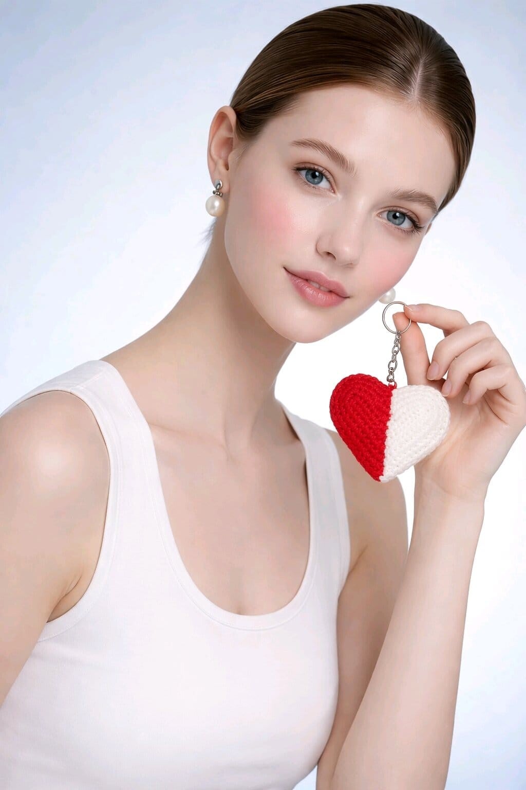 Schlüsselanhänger Herz Rot Weiß