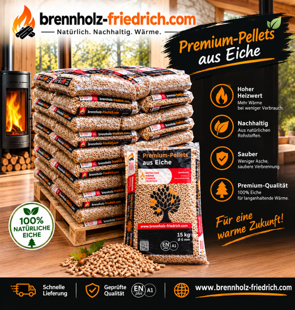 990kg Eichen-Pellets "Naturbrennstoffe" ENplusA1 inkl. Lieferung