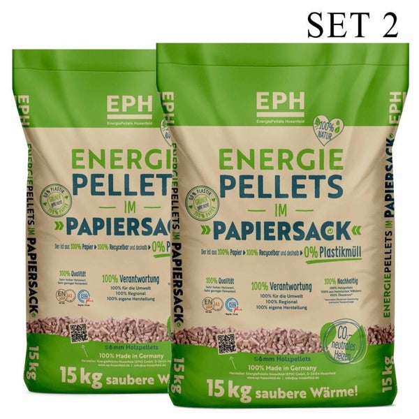 Test-Paket 30kg Holz-Pellets - 2x15kg Marke "EPH" inkl. Lieferung
