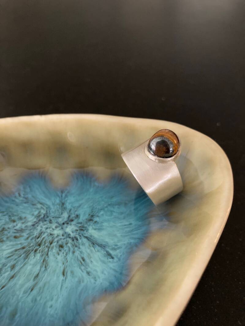 sierraden ring met tijgeroog