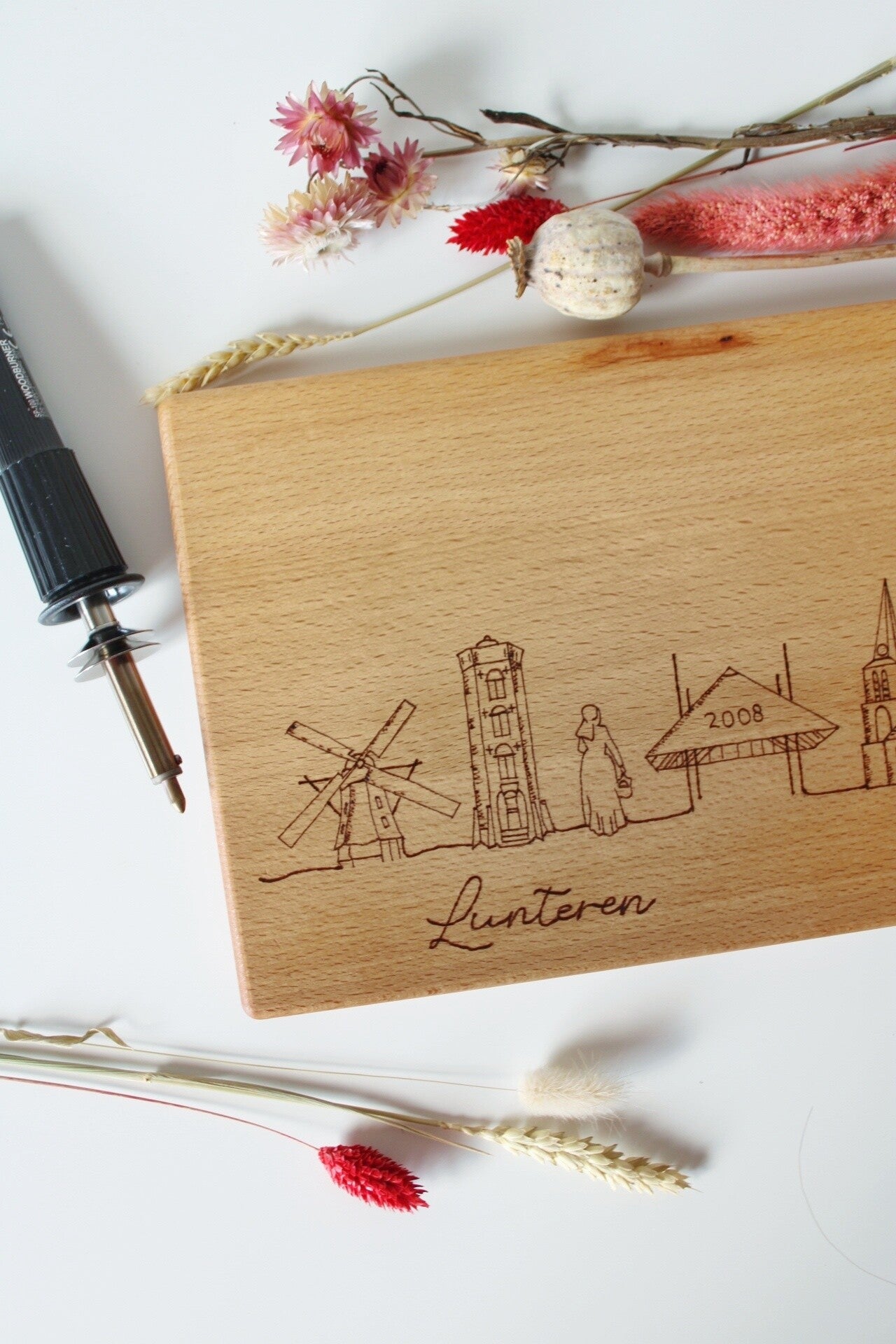 Serveerplank Lunteren - met jouw huis!