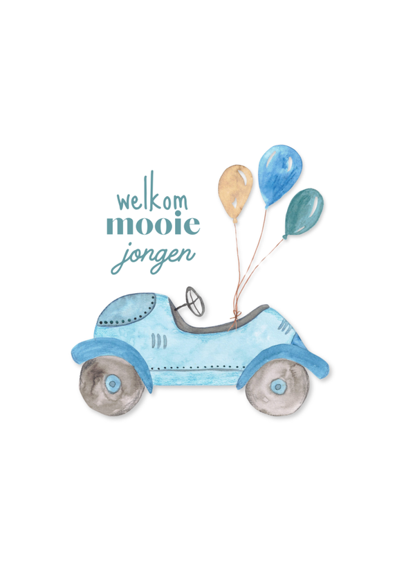 Loopauto blauw - kaart