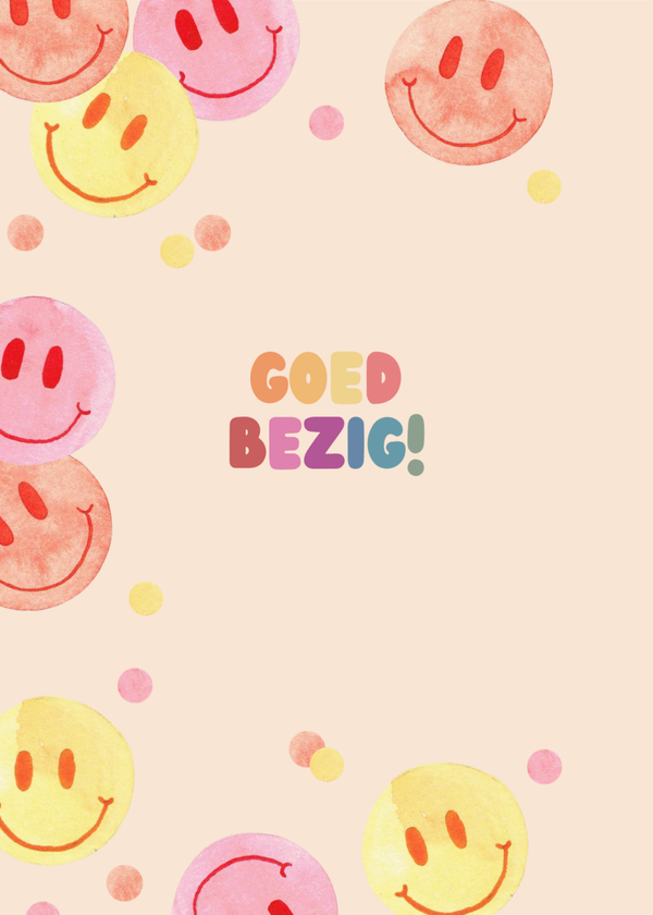 Petal Print Smiley Goed bezig - kaart