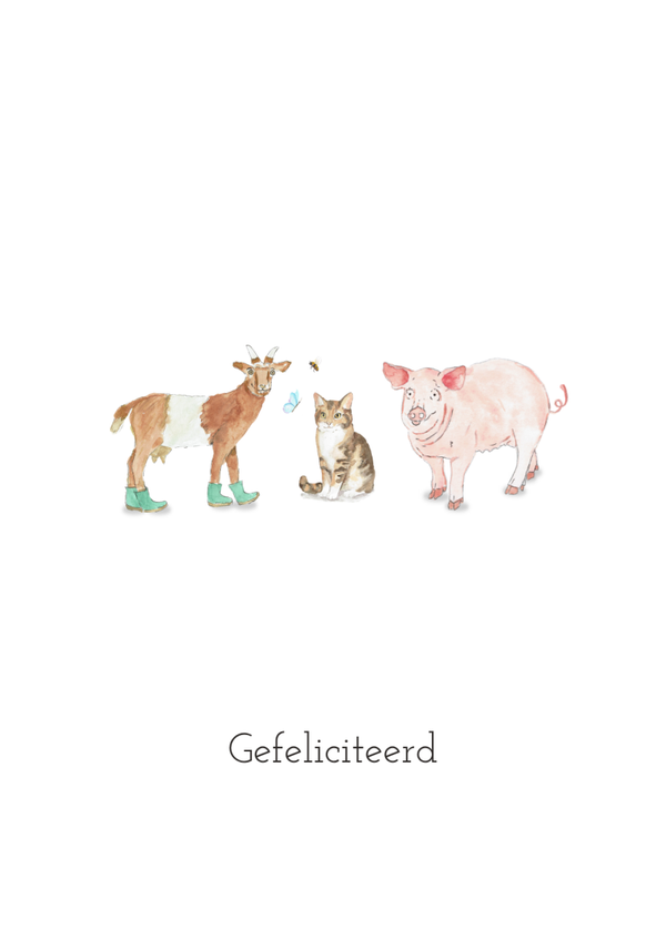Boerderijdieren gefeliciteerd - kaart