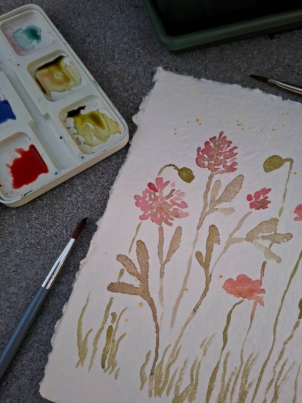 Kreadoe Workshop: Botanische aquarel op katoen