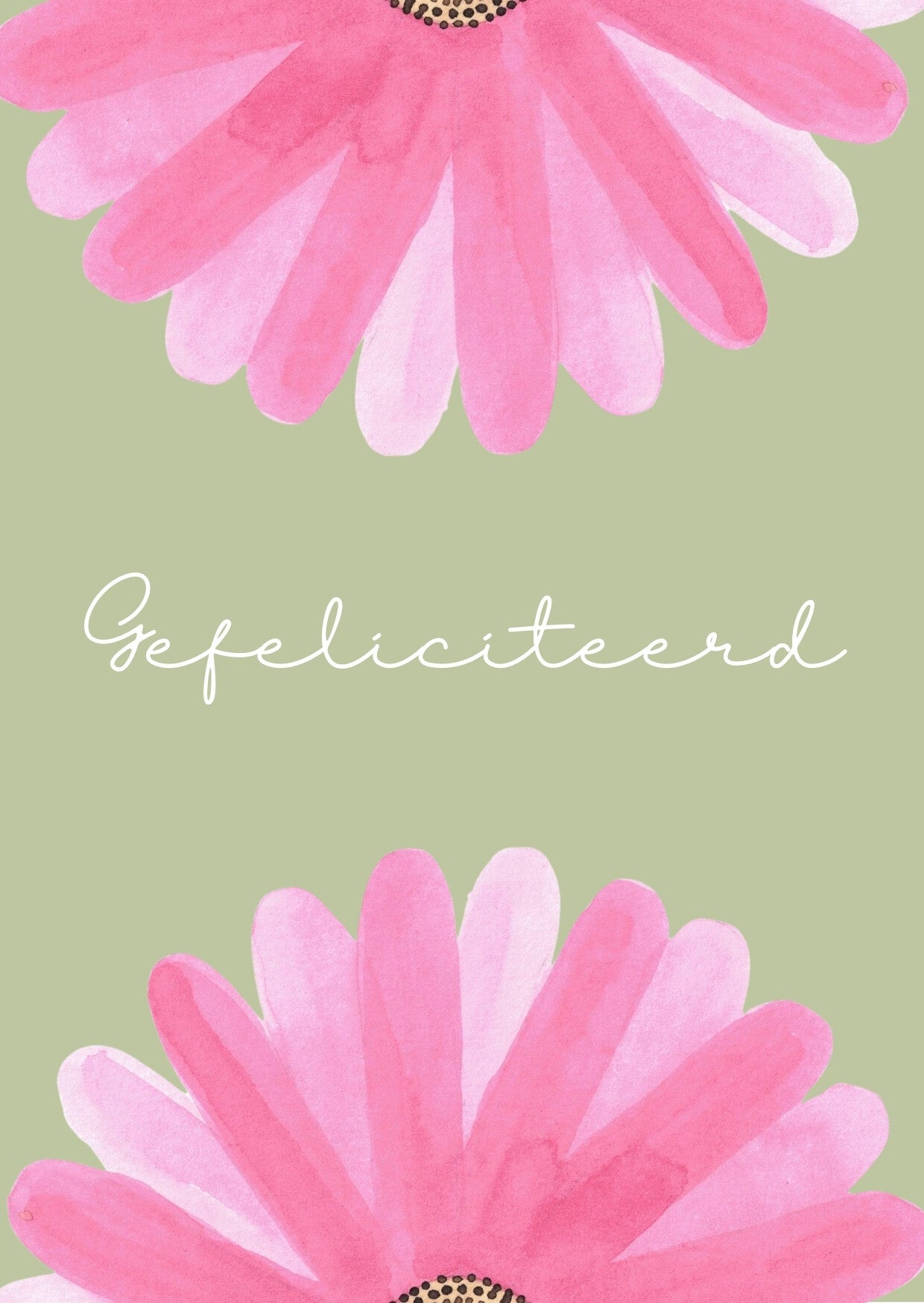 Roze Bloemen Gefeliciteerd - kaart