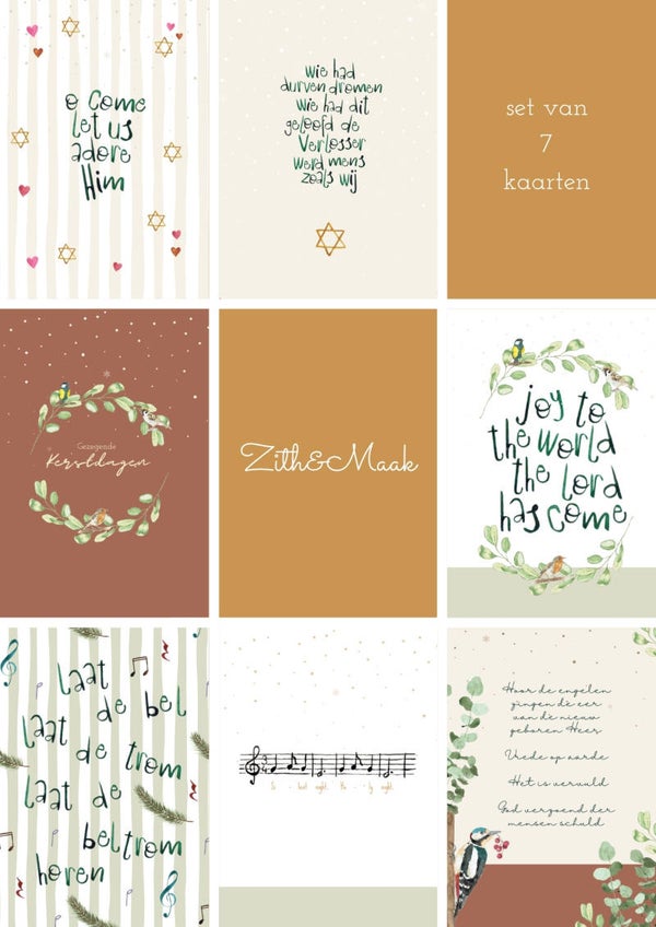 Set van 7 Kerstkaarten Christelijk - 2025