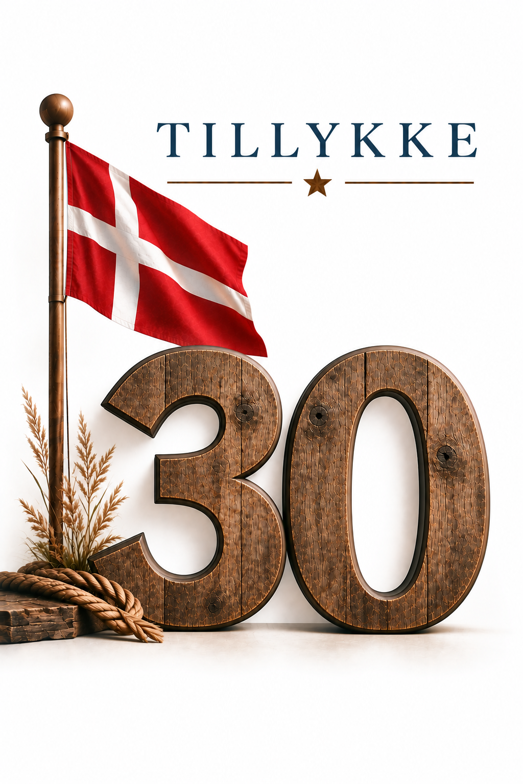 30-80 års fødselsdagskort – stilfuldt og klassisk  flag