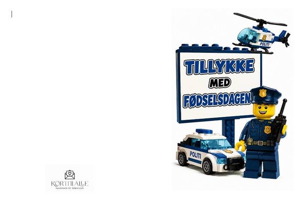 Tillykke kort lego politi