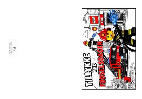 Tillykke kort lego brandmand