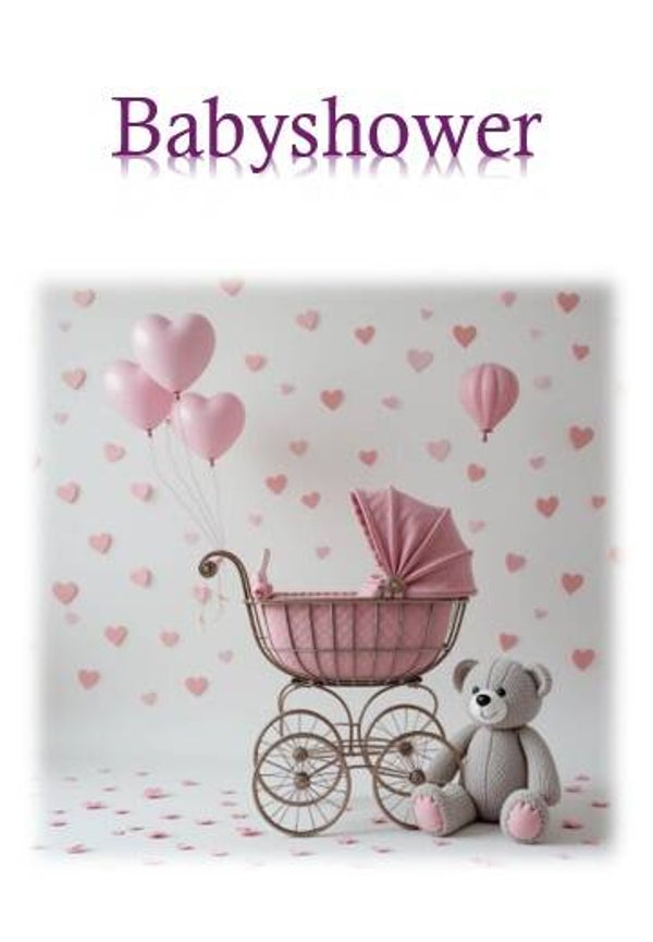 babyshower lyserød/blå og brun