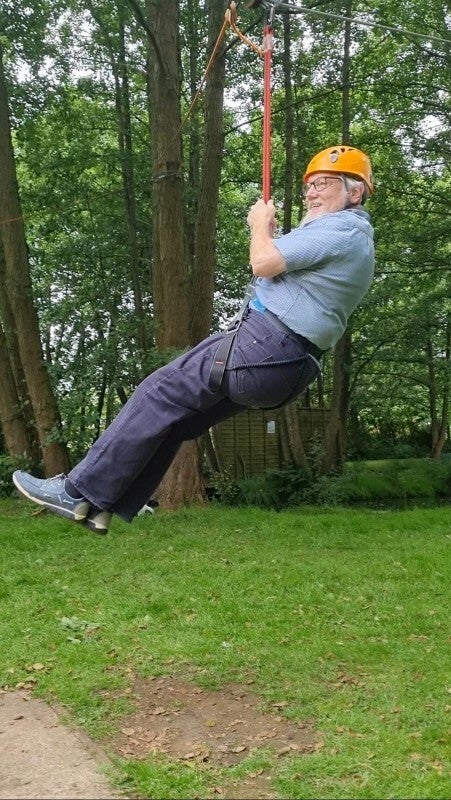 Tour guide Glynn Burrows enjoying a ziplining adventure