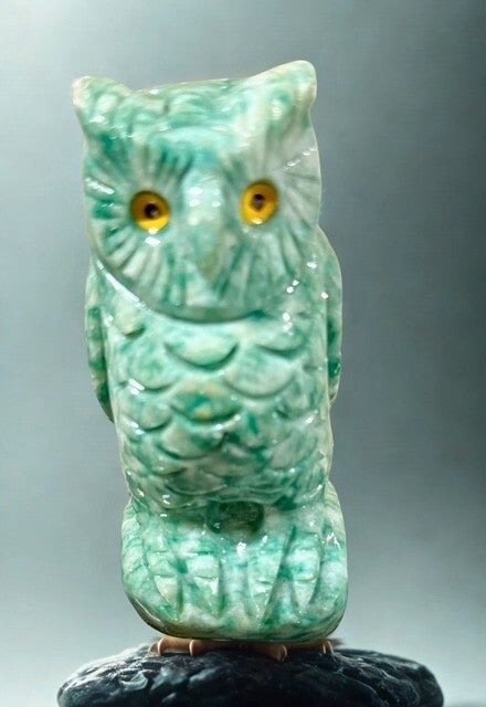 Chouette Amazonite 340 grammes 10 cm hauteur
