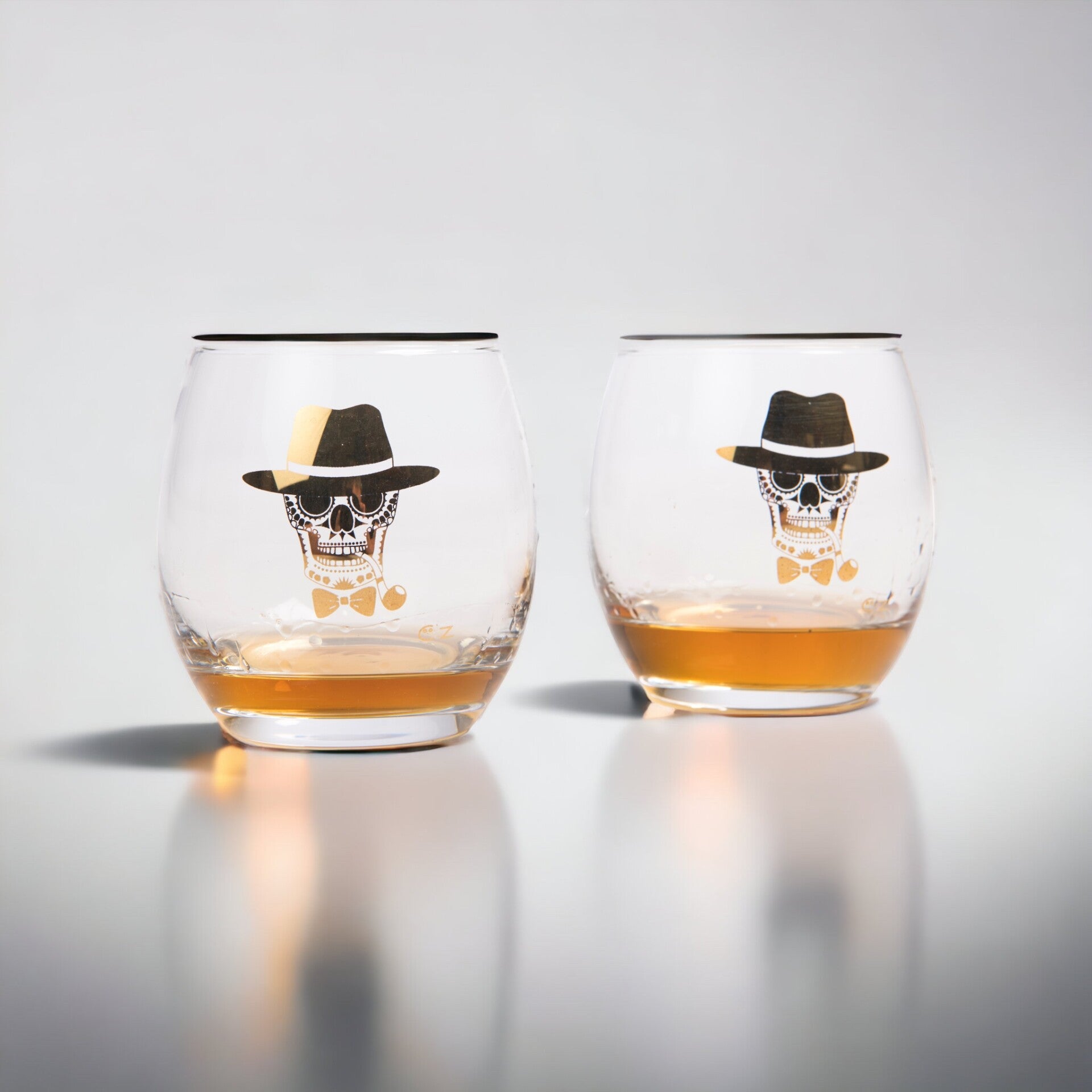 Catrinaz® - Premium tumblers - Golden skull print - 2 Pcs - 35 cl - Unique gift