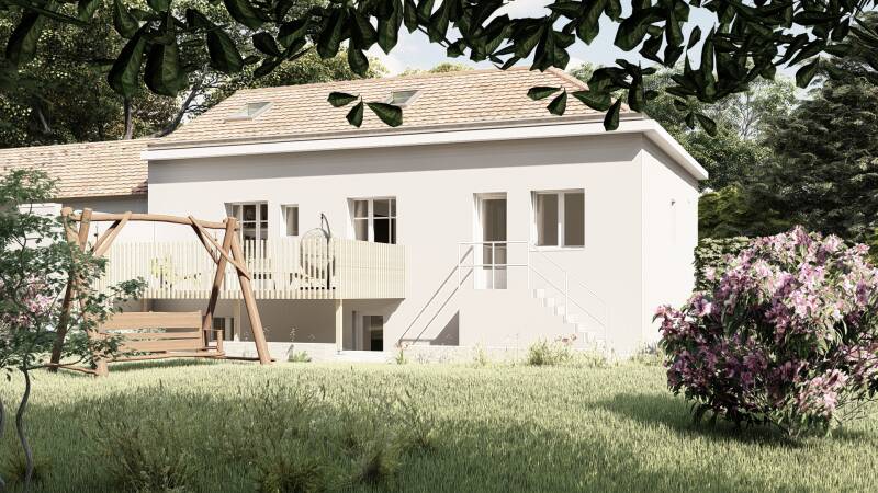 vue 3D depuis le jardin rénovation d'une maison