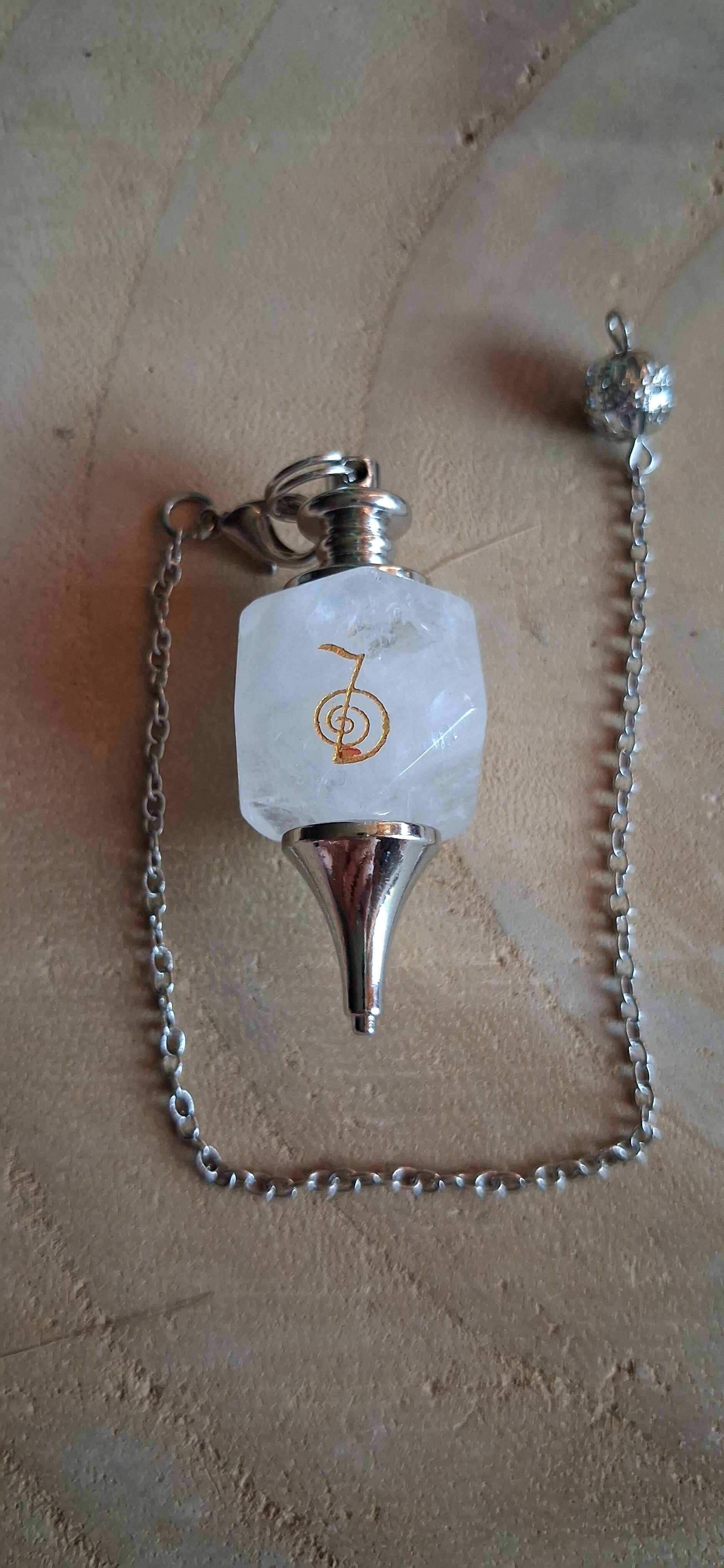 Pendel Merkaba met Cho Ku Rei Teken: Bergkristal