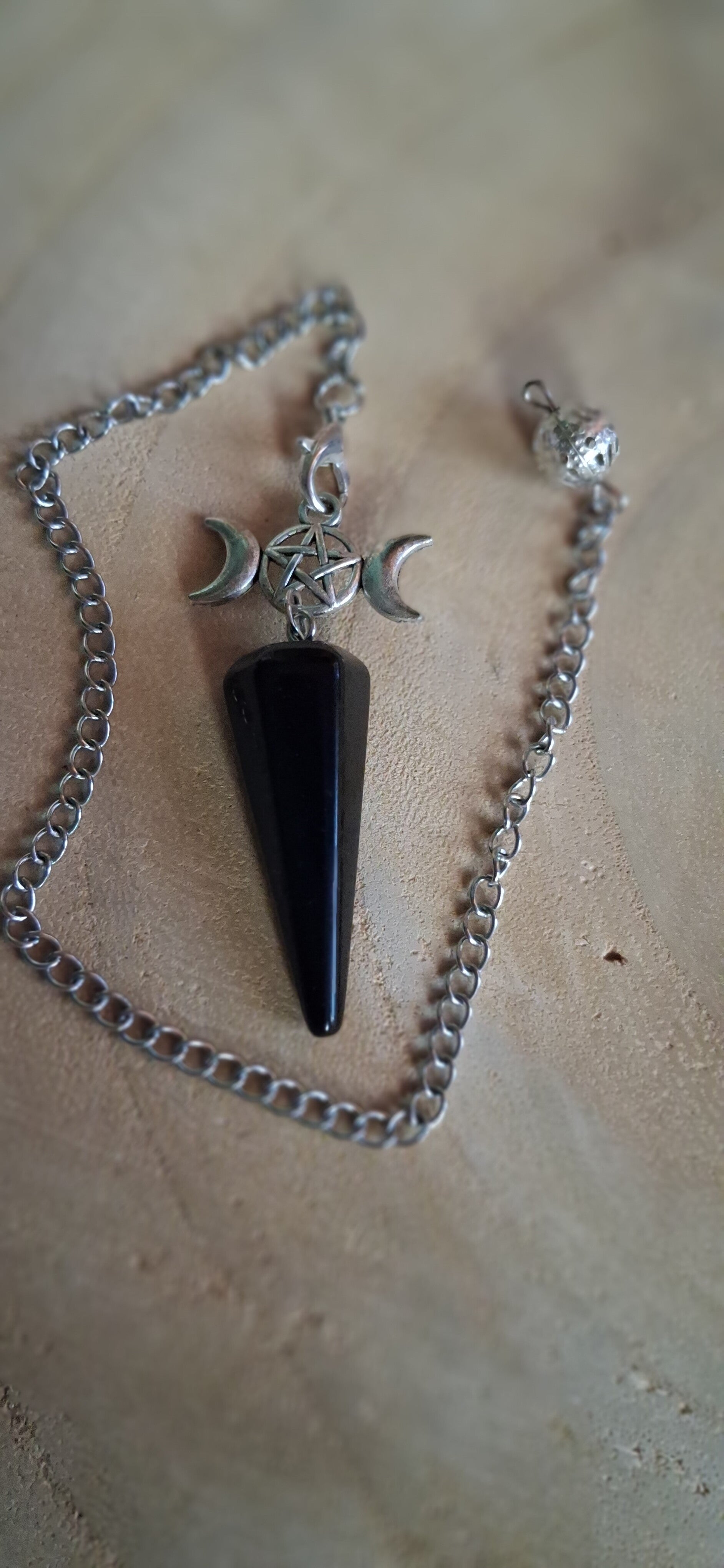 Pendel Triple Moon Obsidiaan Look