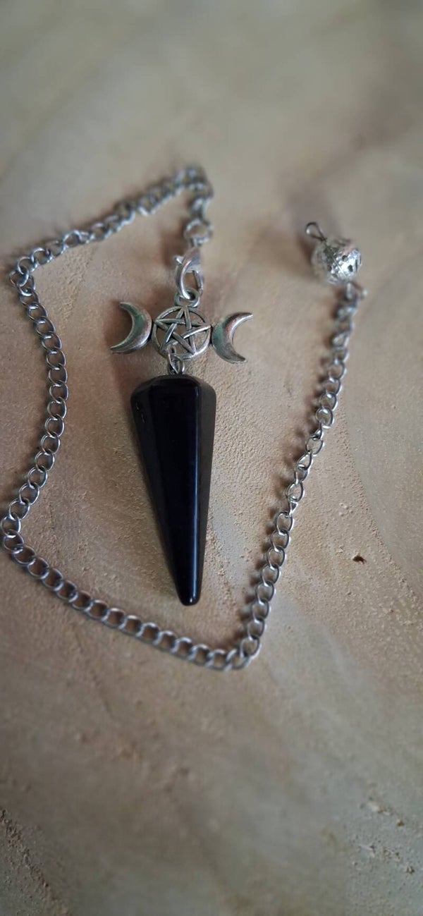 Pendel Triple Moon Obsidiaan Look