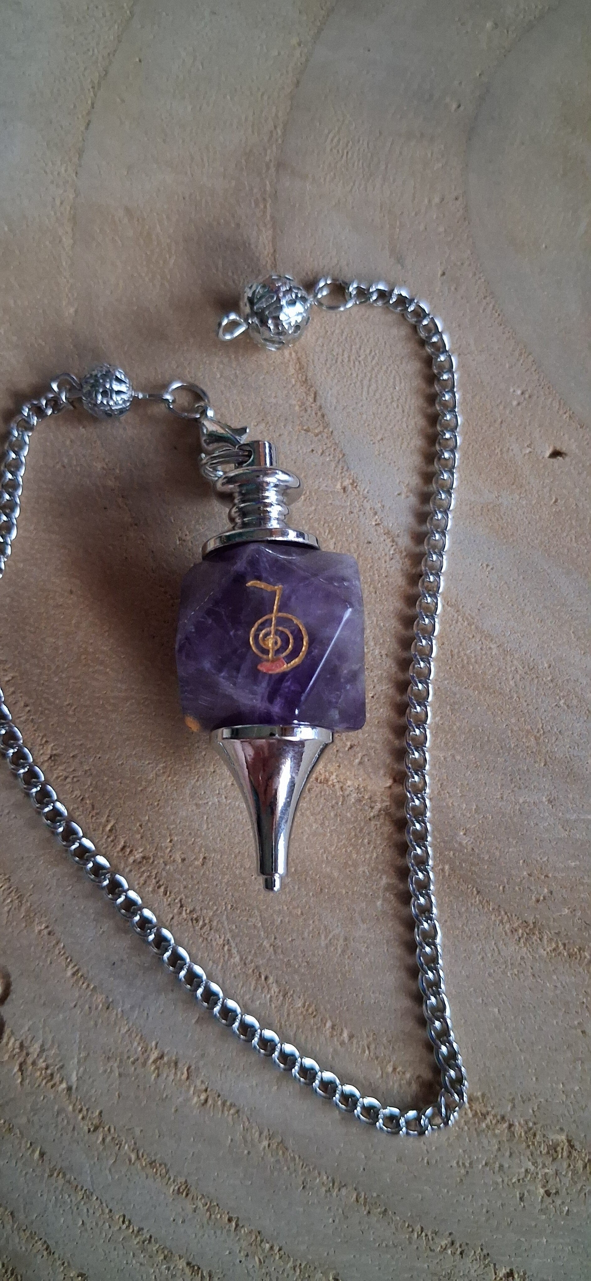 Pendel Merkaba met Cho Ku Rei Teken: Amethist