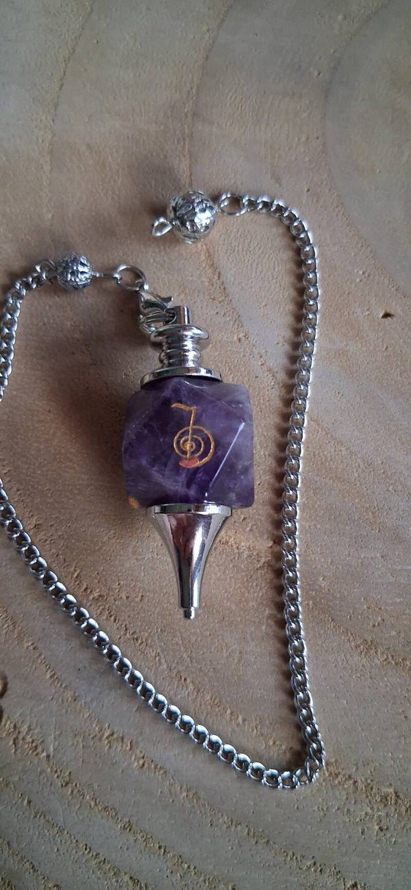 Pendel Merkaba met Cho Ku Rei Teken: Amethist