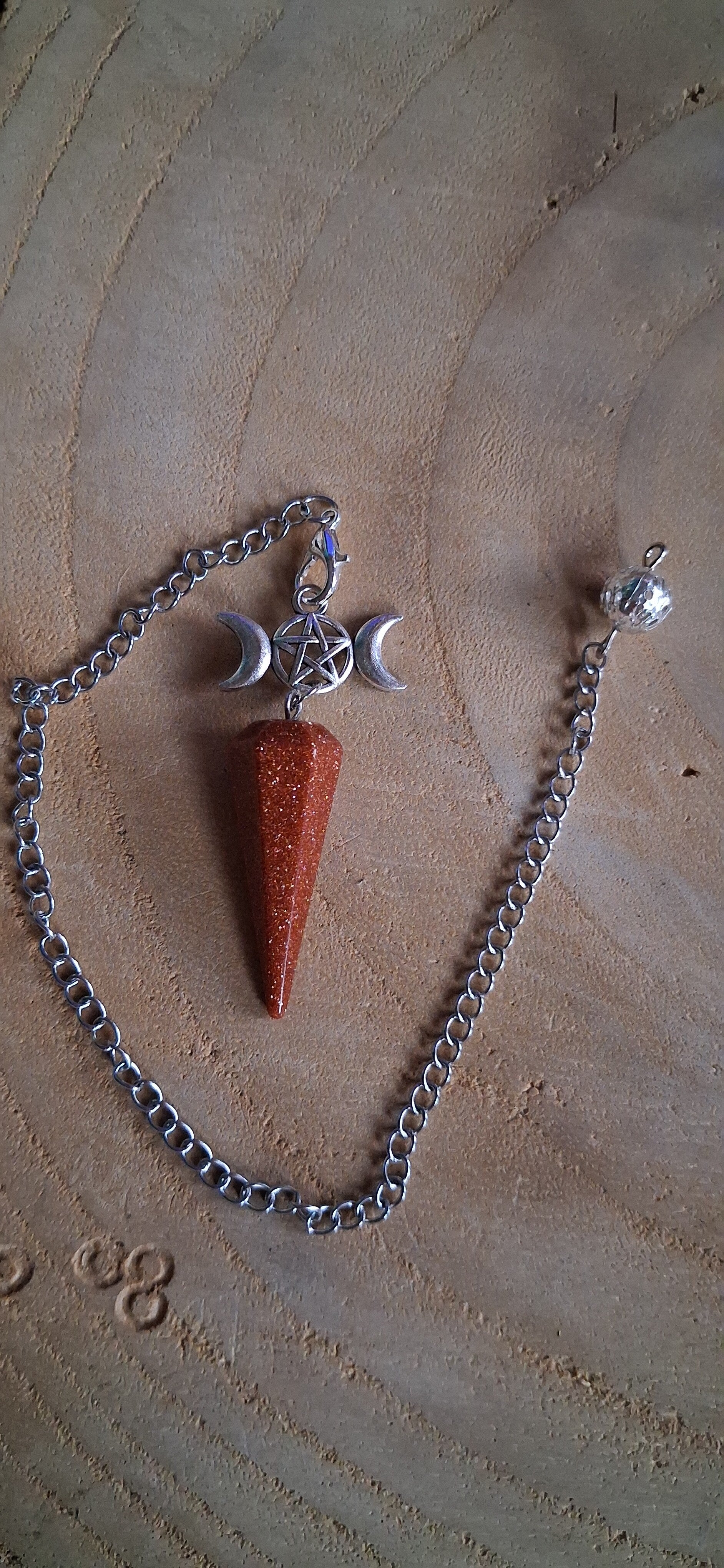 Pendel Triple Moon Goudsteen Look