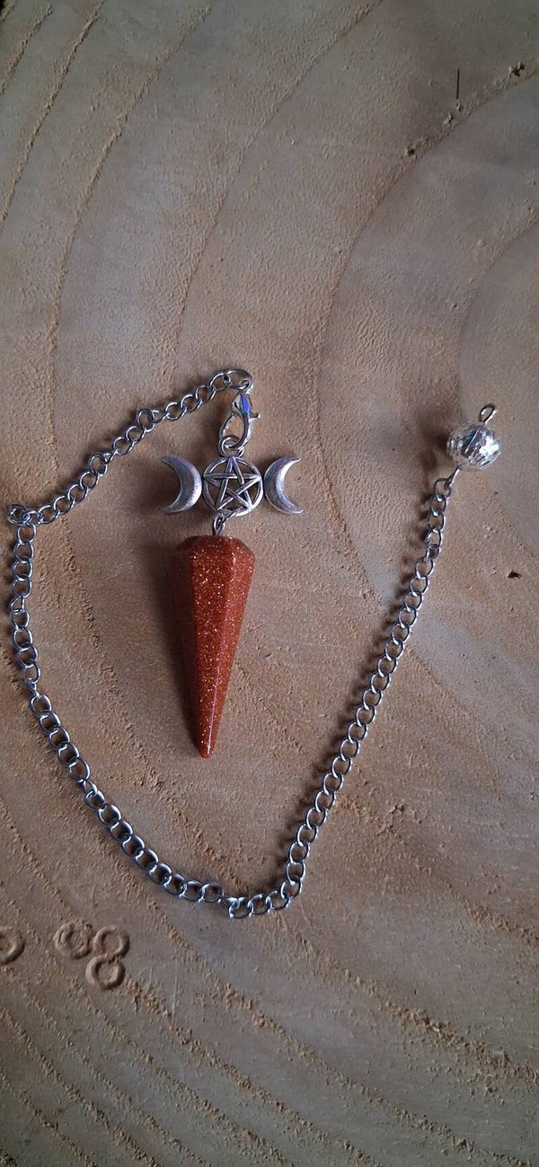 Pendel Triple Moon Goudsteen Look