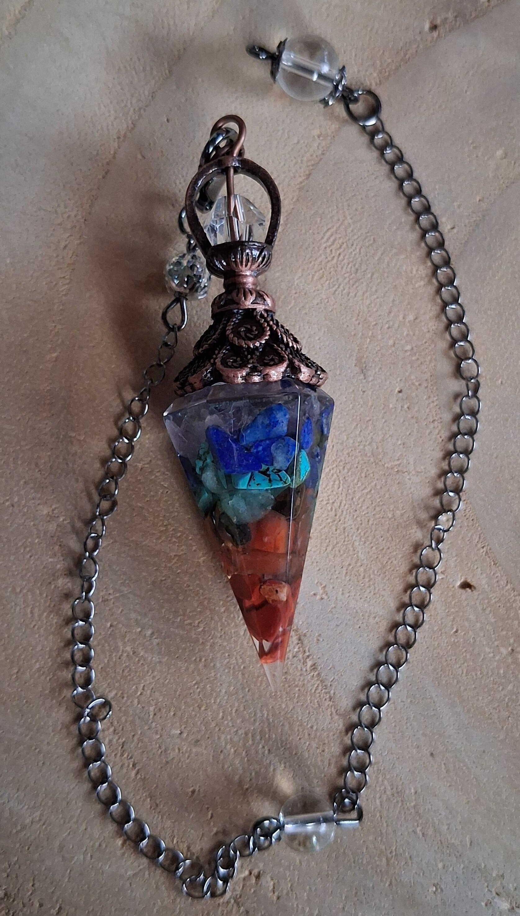 Pendel Orgonite Chakra: Kroon met steentje