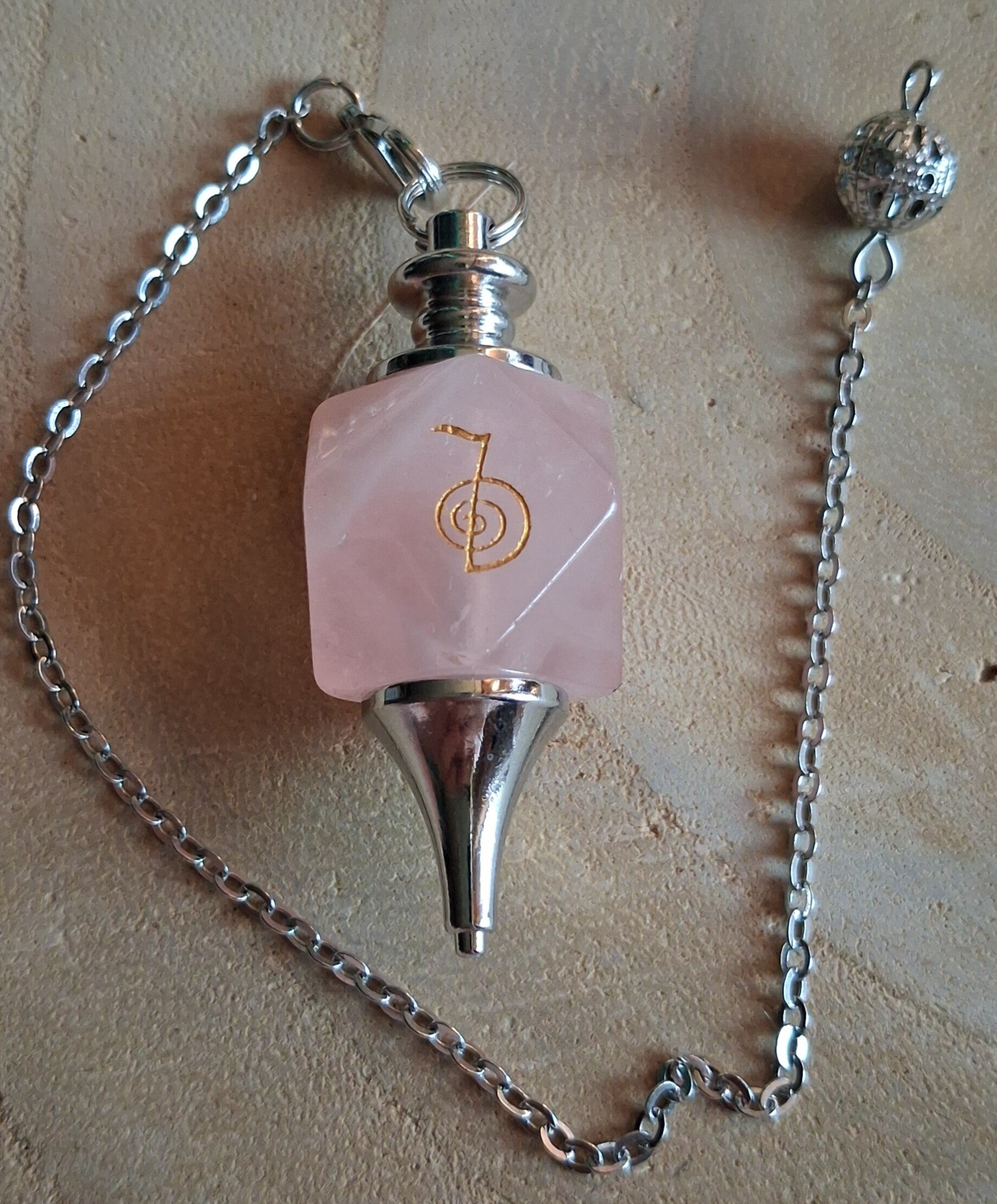 Pendel Merkaba met Cho Ku Rei Teken: Rozenkwarts