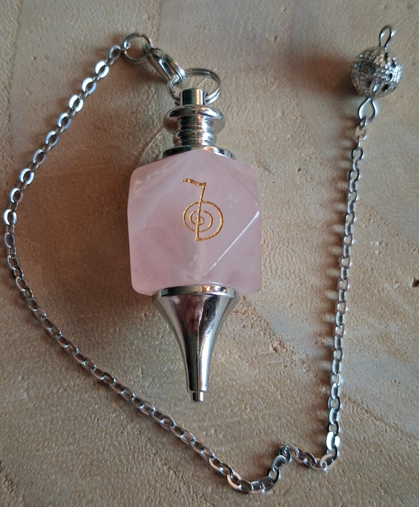 Pendel Merkaba met Cho Ku Rei Teken: Rozenkwarts