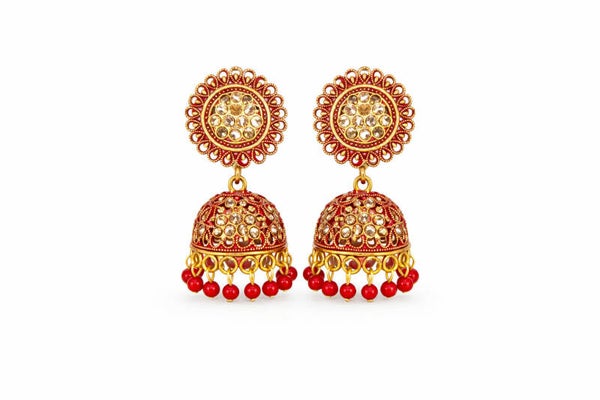 Boucles d'oreilles rouge et doré