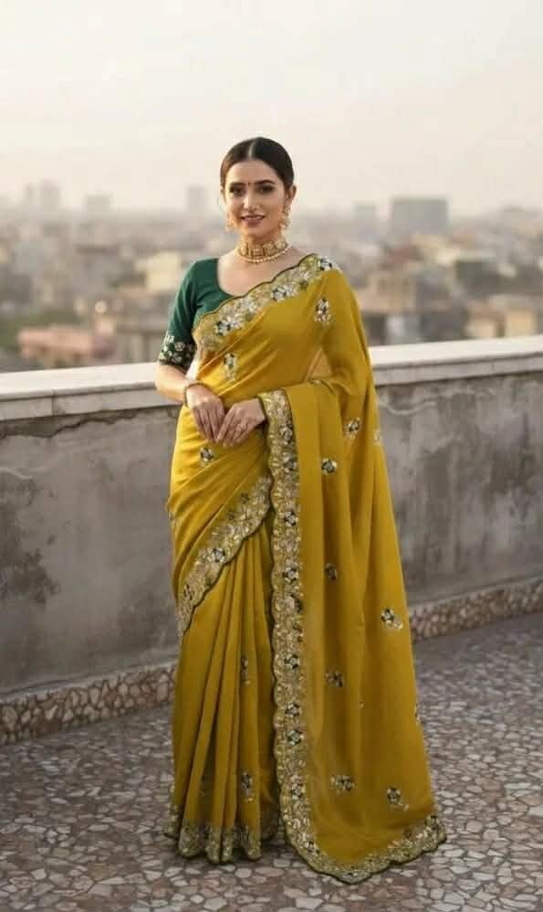Sari Vichitra Jaune