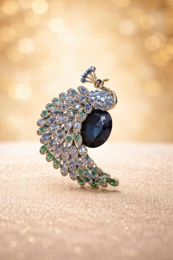 Broche Paon bleu