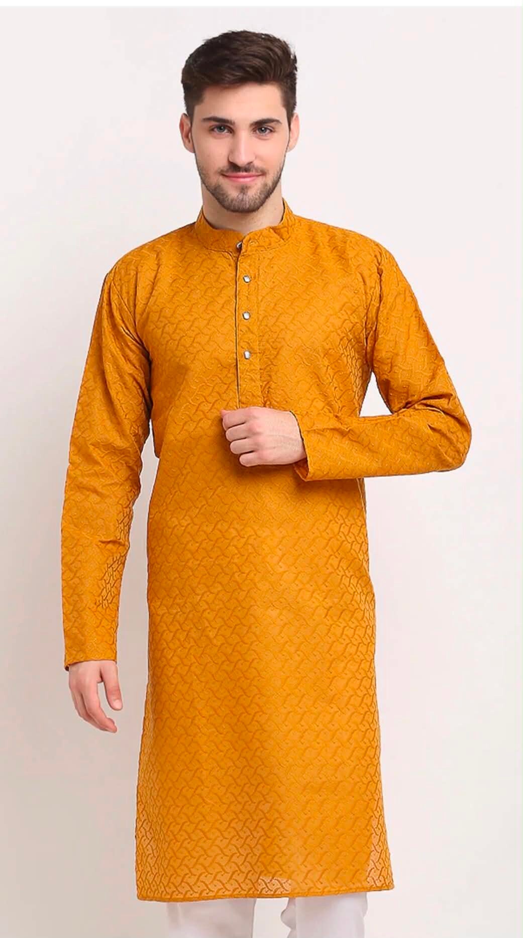 Ensemble Kurta coton moutarde