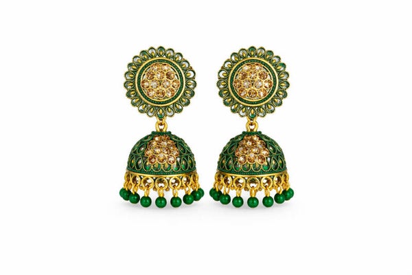 Boucles d'oreilles vert et doré