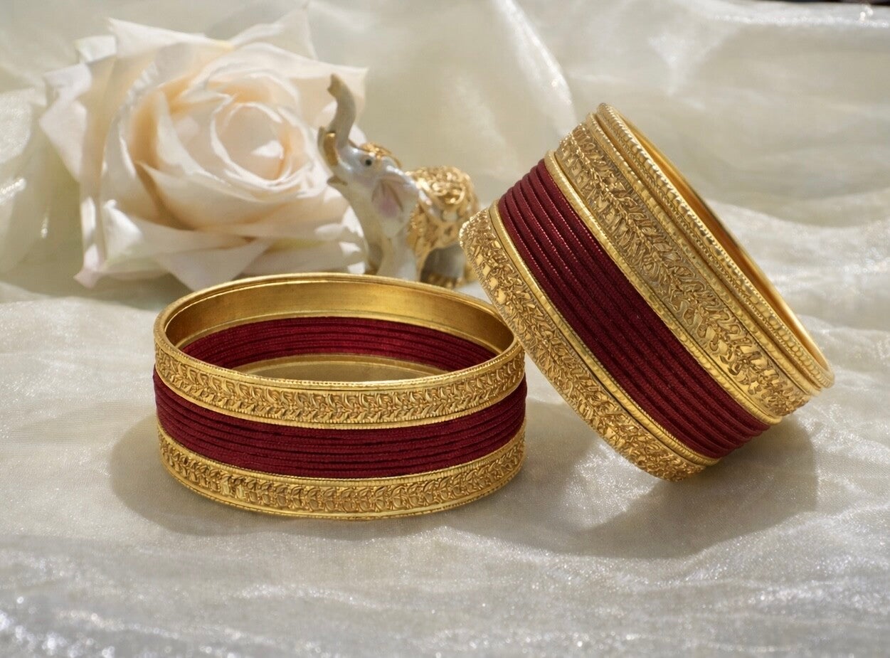 Bracelet bordeaux doré