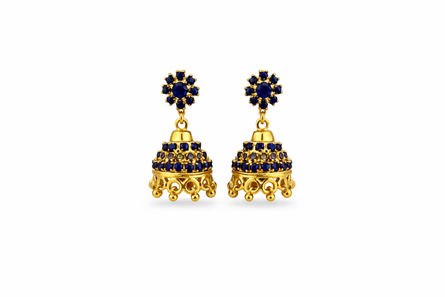 Boucles d'oreilles bleu roi et doré