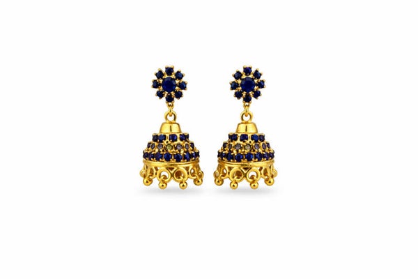 Boucles d'oreilles bleu roi et doré