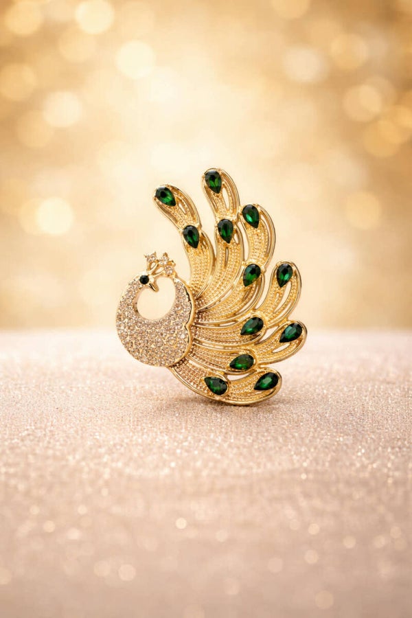 Broche Paon vert