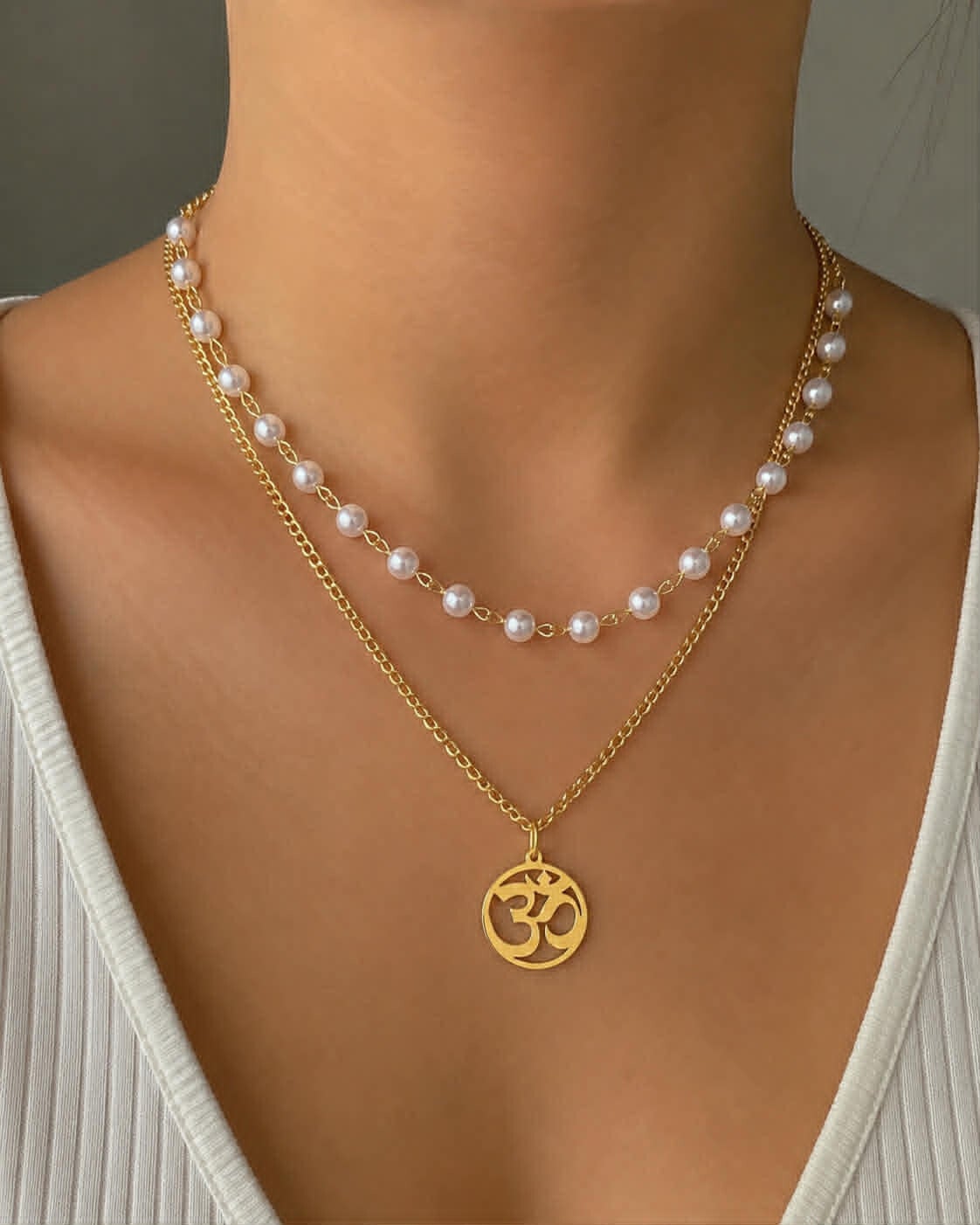 Double collier perle doré