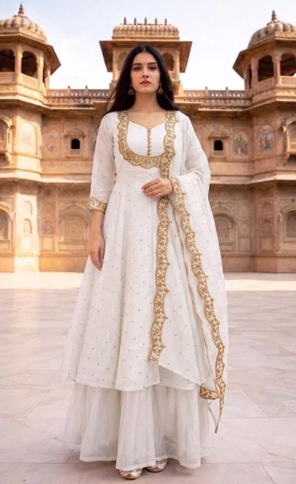 Ensemble jupe vichitra Blanc/Or