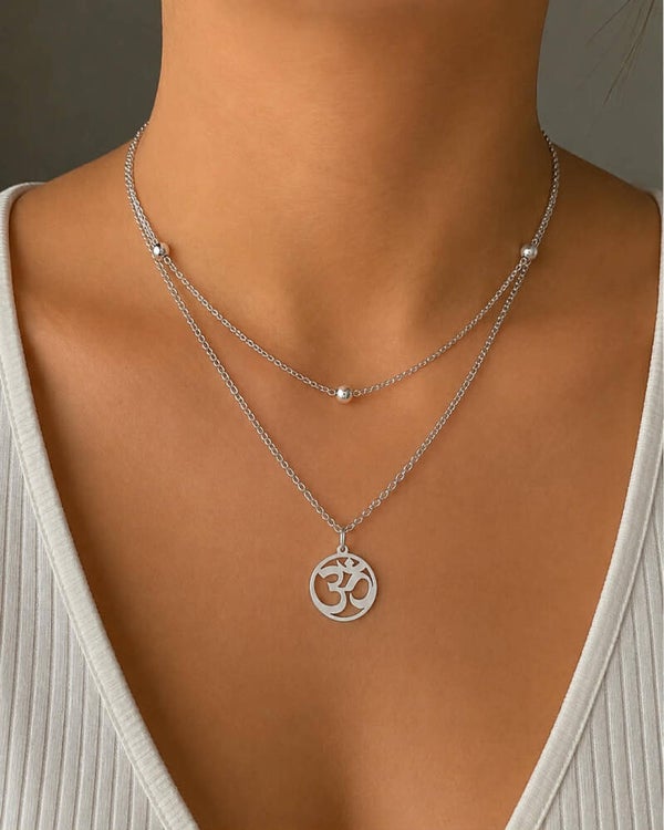 Collier OM double argenté